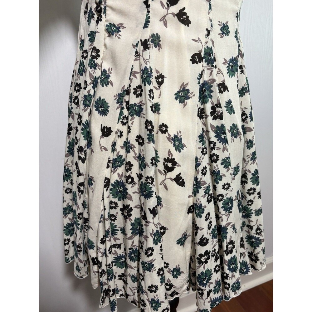Free People Babydoll Mini Dress Women's 2 Green Floral Spaghetti Swing Fairy New - Picture 7 of 12